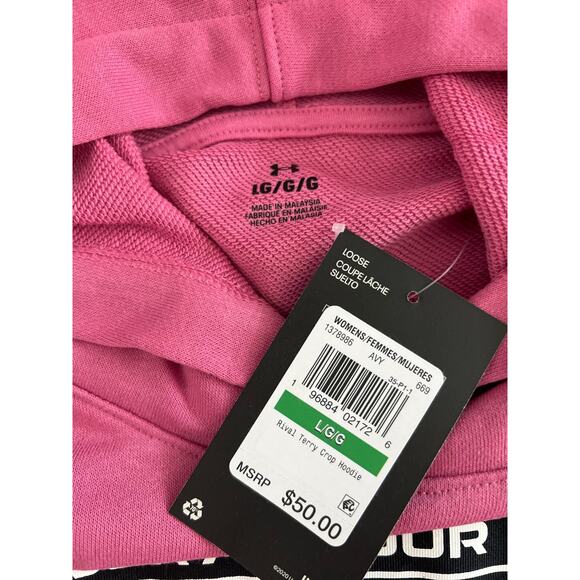 NWT Women Under Armour Rival Terry Crop Hoodie L - Picture 2 of 3